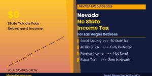 Senior couple reviewing retirement finances at home in Las Vegas — Nevada no state income tax saves retirees thousands every year